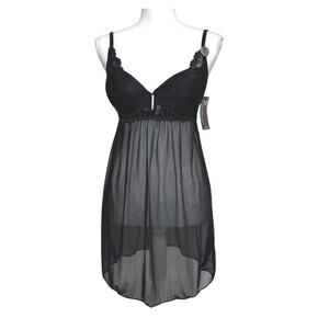 Marilyn Monroe Black Lace Mega Push-Up Sheer Babydoll Lingerie Size M